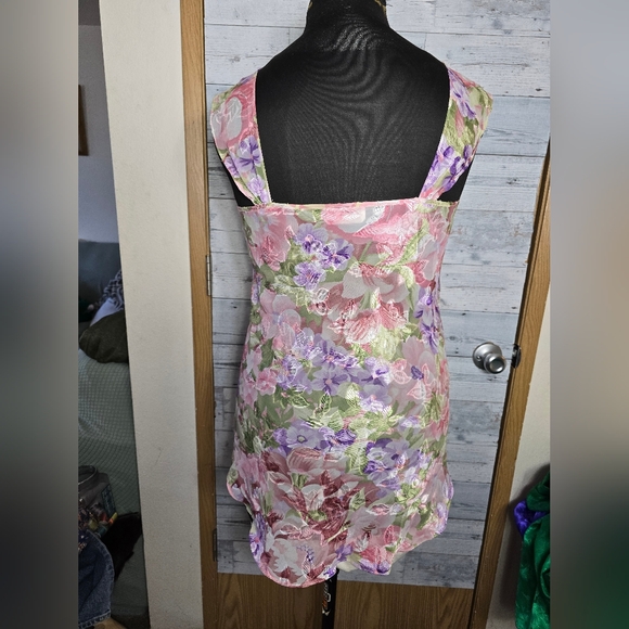 Vtg 80's Inner Most Floral Sheer Slip Dress - Picture 3 of 6